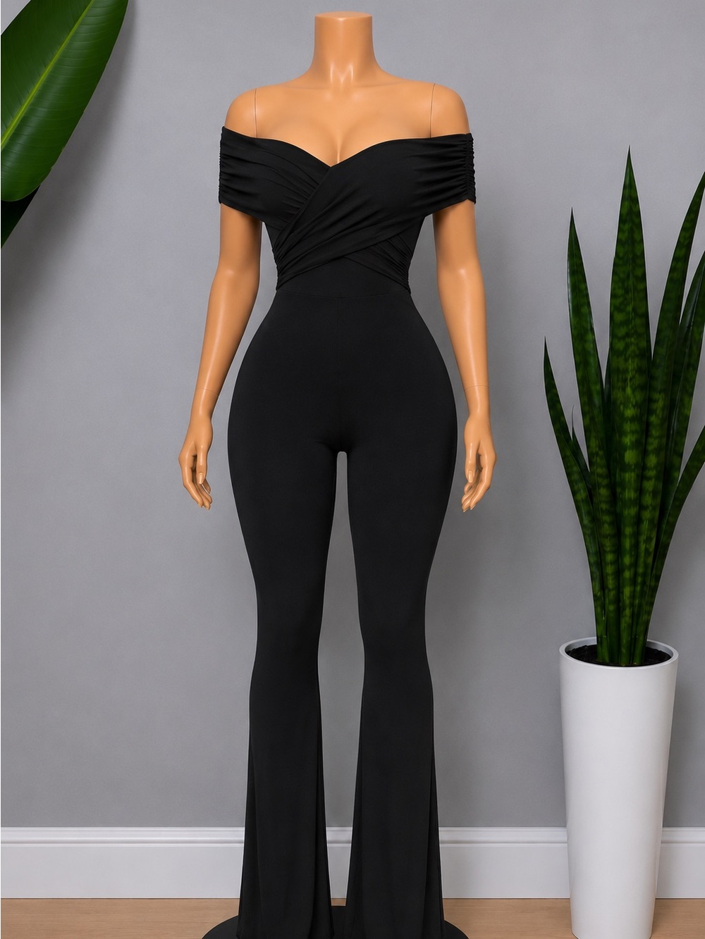 Off-Shoulder Black Jumpsuit